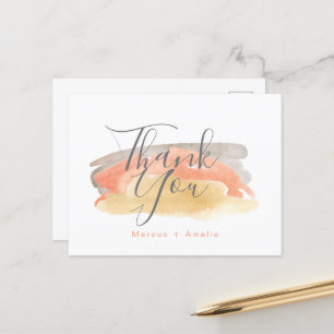 Pretty Watercolor Minimalist Wedding  Thank You  Postcard