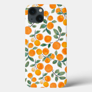 Pretty Watercolor Orange Citrus Botanical Pattern iPhone 13 Case