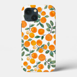 Pretty Watercolor Orange Citrus Botanical Pattern iPhone 13 Mini Case