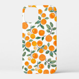 Pretty Watercolor Orange Citrus Botanical Pattern iPhone 12 Mini Case