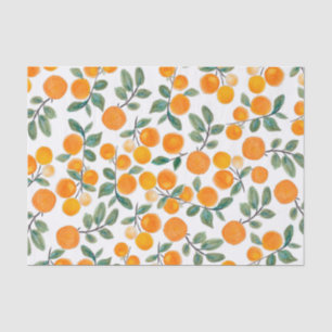 Pretty Watercolor Orange Citrus Botanical Pattern  Tissue Paper