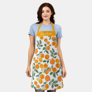 Pretty Watercolor Orange Citrus Personalized Apron