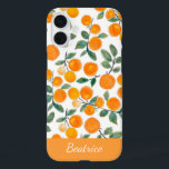 Pretty Watercolor Orange Citrus Personalized iPhone 16 Plus Case<br><div class="desc">Stylish fruit pattern watercolor paintings with oranges and leaves,  personalized with your name.</div>