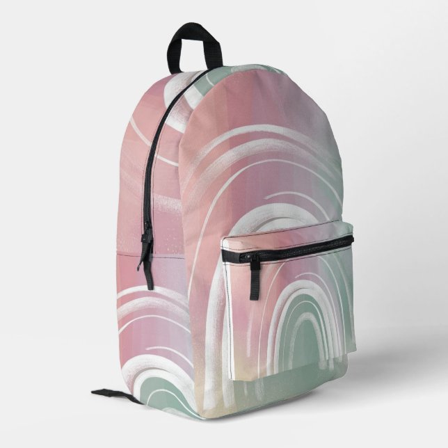 Pretty Watercolor pastel coloured  rainbow  Printed Backpack (Back Corner Left)
