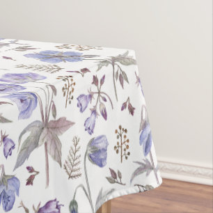 Pretty Watercolor Pastel Violet Flowers Garden Tablecloth
