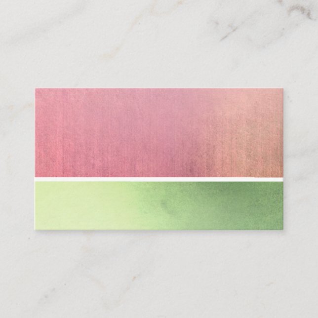 pretty watercolor pink and green design business card (Front)