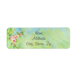 Pretty Watercolor Pink Floral Green Background