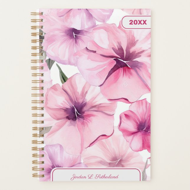 Pretty Watercolor Pink Floral Personalized Logo (Devant)