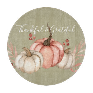 Pretty Watercolor Pumpkins on Sage  Cutting Board
