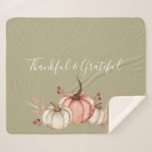 Pretty Watercolor Pumpkins on Sage  Sherpa Blanket