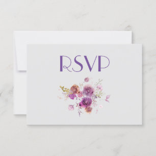 Pretty Watercolor Purple Floral RSVP Invitation