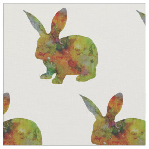 Pretty Watercolor Rabbit Fabric