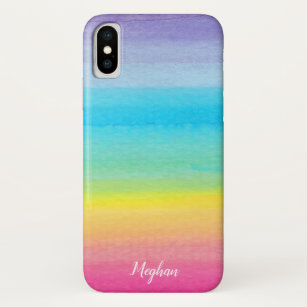 Pretty Watercolor Rainbow and Name Case-Mate iPhone Case