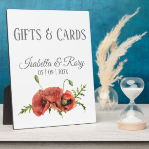 Pretty Watercolor Red Poppies Wedding Gifts Plaque