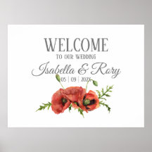 Pretty Watercolor Red Poppies Wedding  Welcome