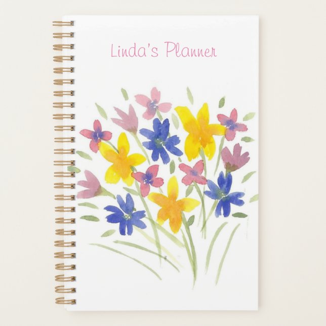 Pretty Watercolor Sweet Flower Planner  (Front)