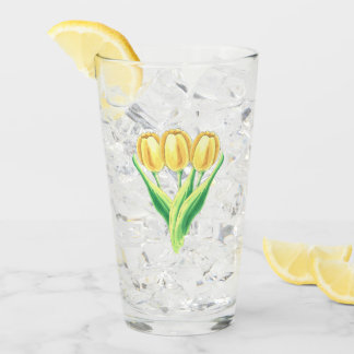 Pretty Watercolor Tulips Spring Flowers Glass