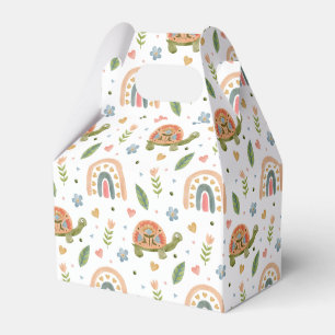 Pretty Watercolor Turtle and Rainbow Pattern Favor Box
