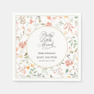 Pretty Watercolor Wildflower Baby Shower  Napkin