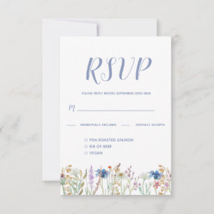 Pretty  Watercolor Wildflower Wedding RSVP  Card
