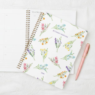 Pretty Watercolor Wildflowers Personalized Planner