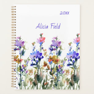 Pretty Watercolor Wildflowers your name Planner
