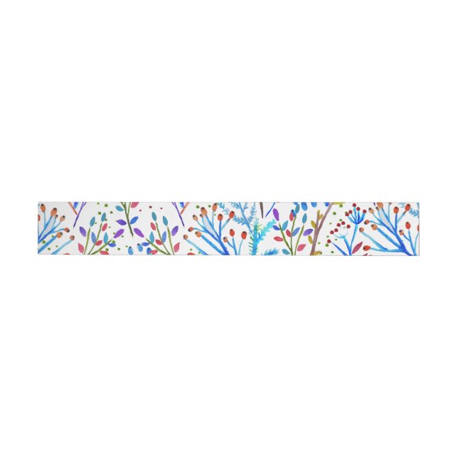 Pretty watercolor winter foliage pattern design wraparound address label (Individual)