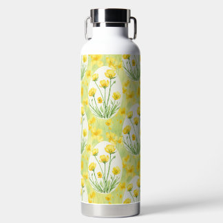 PRETTY WATERCOLOR YELLOW SPRING FLOWERS WATER BOTTLE