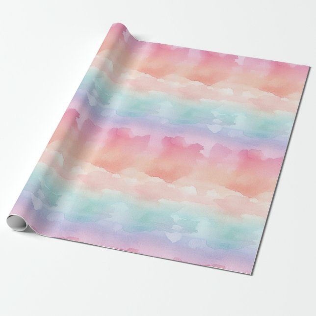 Pretty Watercolour Rainbow Colored Paper (Unrolled)