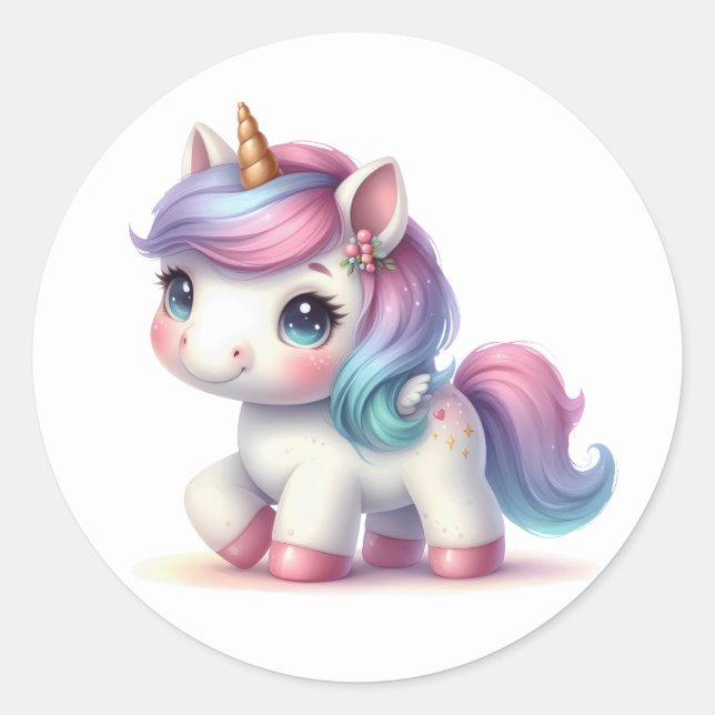 Pretty Watercolour Unicorn Stickers (Front)