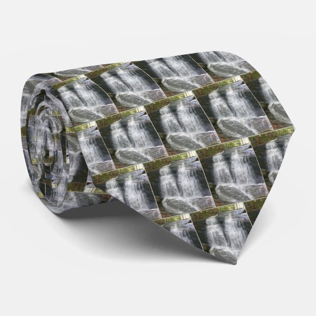 Pretty Waterfall Oil Photo Painting  Tie (Rolled)