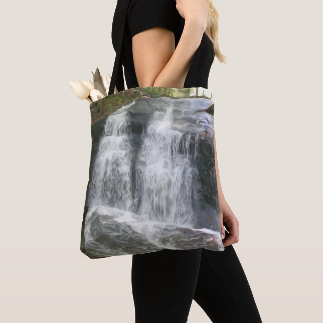 Pretty Waterfall Oil Photo Painting  Tote Bag (Close Up)