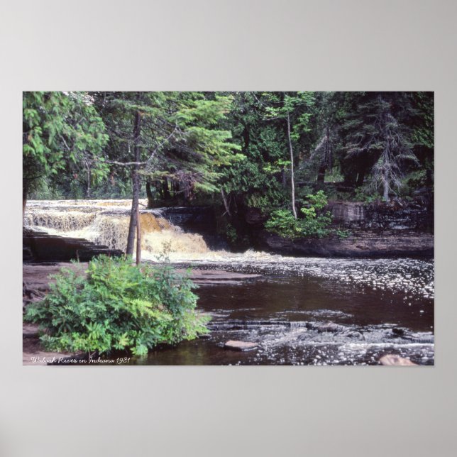 Pretty Waterfall Wabash River in Indiana 1981 Poster (Front)
