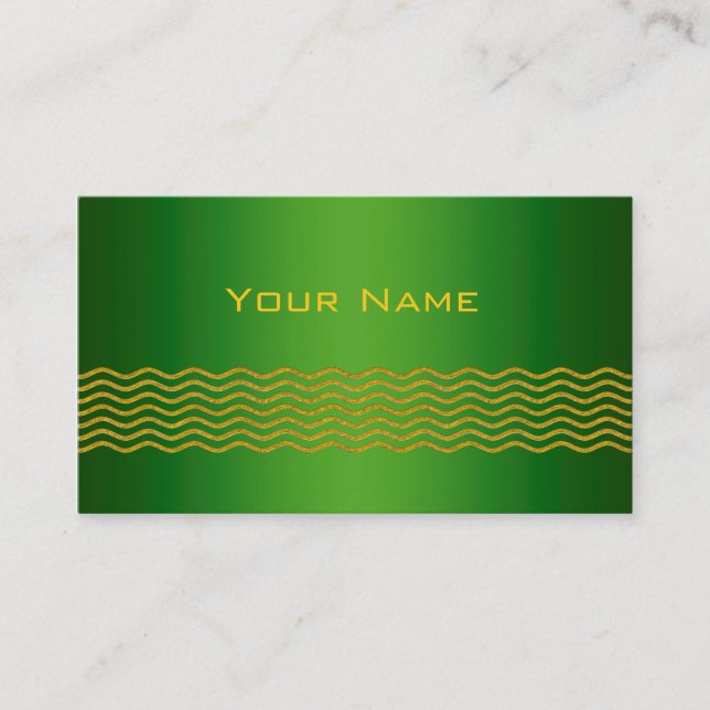 Pretty Waves gold + your backgr., text & ideas Business Card (Front)
