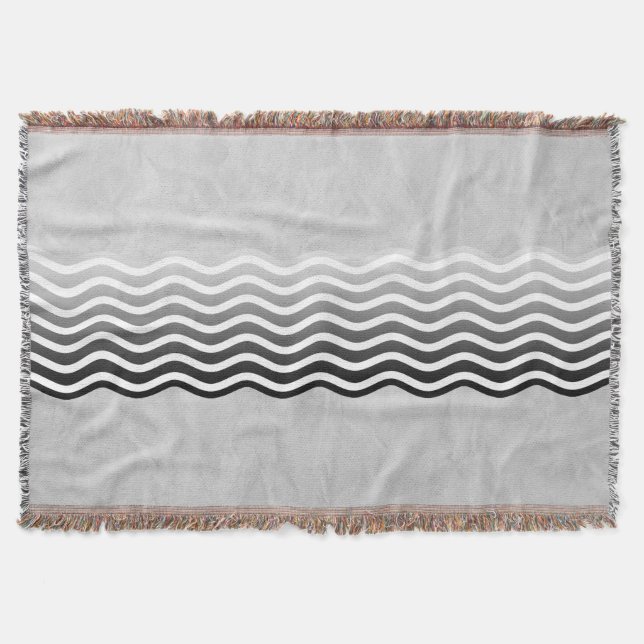 Pretty Waves grey gradients + your backgr. & idea Throw Blanket (Front)