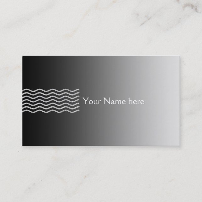 Pretty Waves silver + your backgr., text & ideas Business Card (Front)