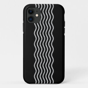 Pretty Waves silver + your backgr., text & ideas iPhone 11 Case
