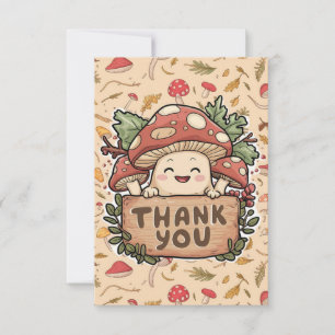 Pretty Whimsical Mushroom Thank You Card