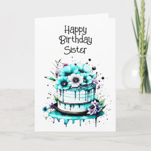 Pretty Whimsical Personalized Sister's Birthday Card