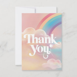Pretty Whimsical Rainbow and Clouds Thank You Card