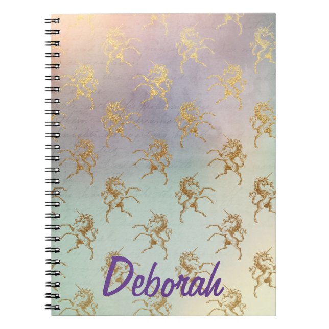 Pretty Whimsical Unicorns Notebook (Front)