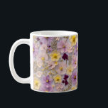 Pretty Whimsical Wildflower In Pink And Yellow  Coffee Mug<br><div class="desc">Start your day surrounded by the beauty of a spring garden. This charming Pressed Flower Garden Mug features realistic 3D-style blossoms in soft pinks, purples, and yellow set against a gentle, misty background. It’s the perfect floral gift for tea or coffee lovers who appreciate a touch of nature with every...</div>