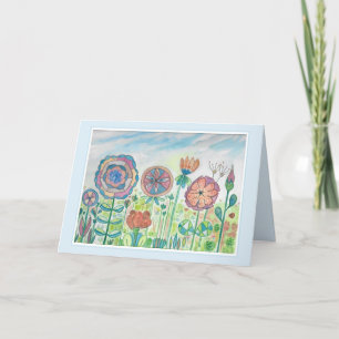 Pretty Whimsy Flowers Watercolor Card