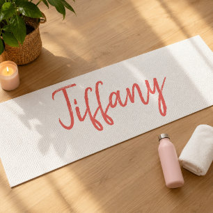 Pretty White and Coral Yoga Mat