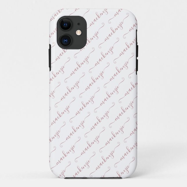 Pretty White and Rose Gold Handwritten Script Name Case-Mate iPhone Case (Back)