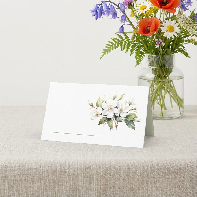 Pretty white apple blossom table name place card (Pretty white apple blossom table name place card.)