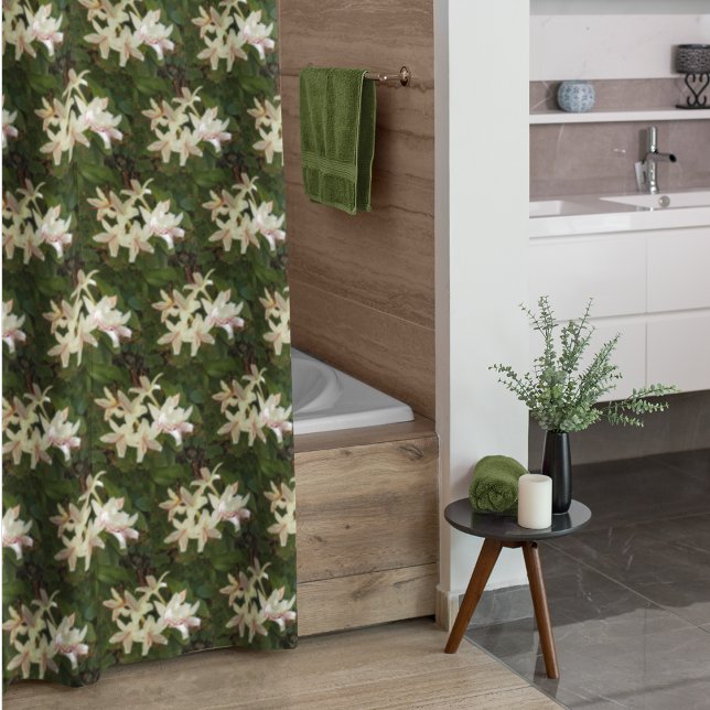 Pretty White Azaleas Floral Pattern (In Situ Bathroom)