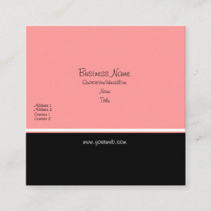 Pretty White Black Peach Functional Girly Elegant Square Business Card