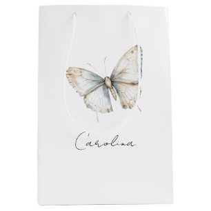 Pretty White Butterfly Bridal Shower Medium Gift Bag