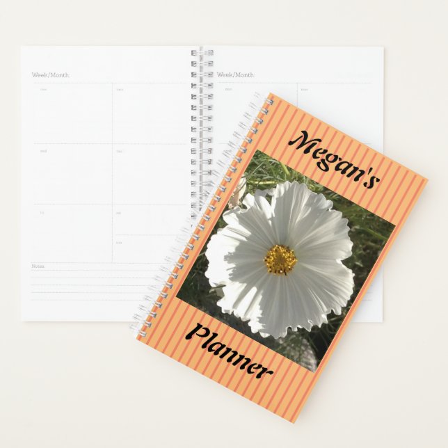 Pretty White Cosmos Flower Photography  Planner (Display)